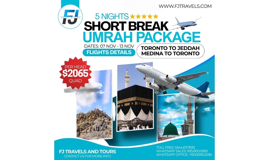 Begin & Mid 5 Nights Ramadan Umrah Package | Toronto 2026